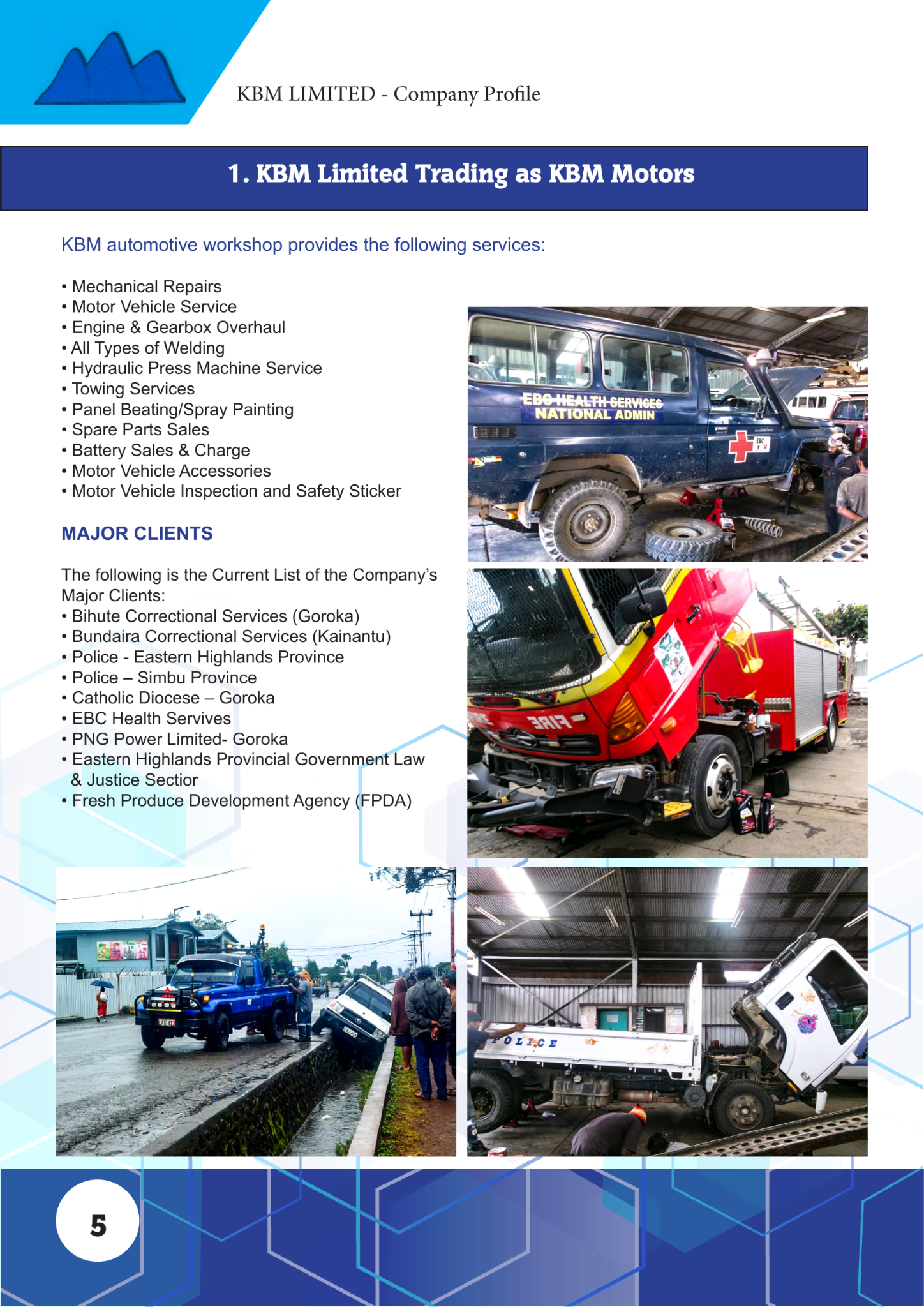 KBM Motors major clients page