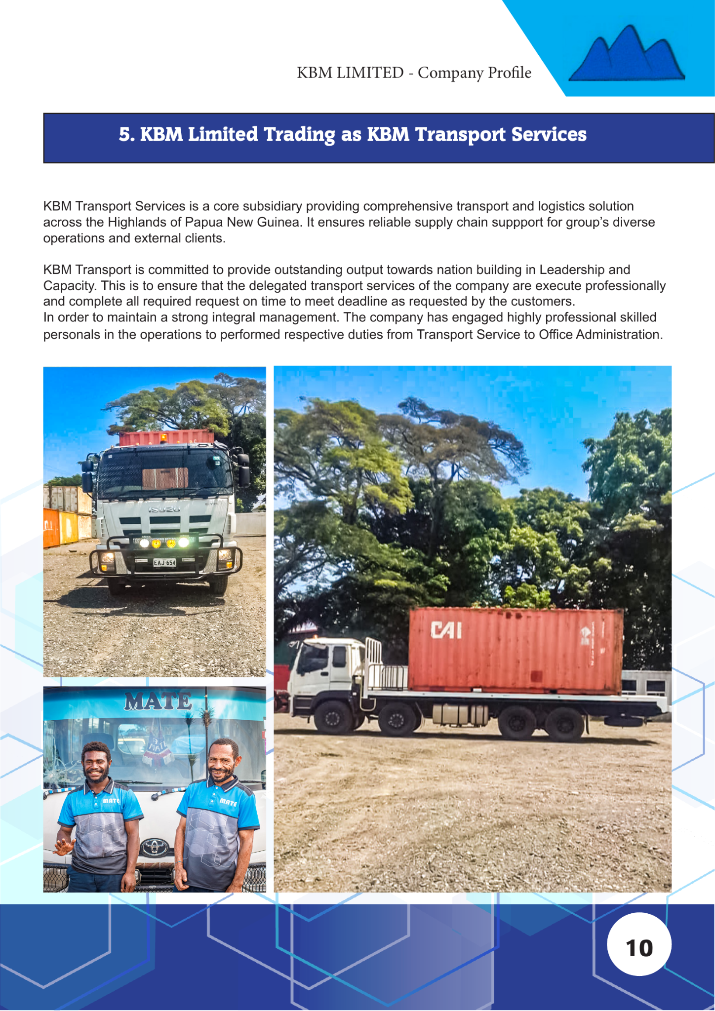KBM transport services page